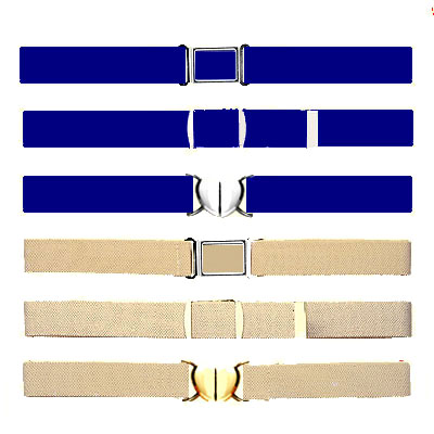 School uniform belts that are elastic stretch with magnetic buckles and heart buckles