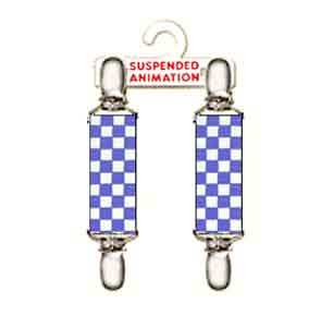 Mitten clips with blue checker board design