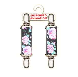 Mitten clips with floral design on black