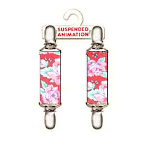 Mitten clips with floral design on red