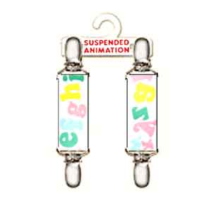 Mitten clips with alphabet in pastel colors design