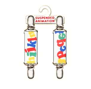 Mitten clips with alphabet in primary colors design