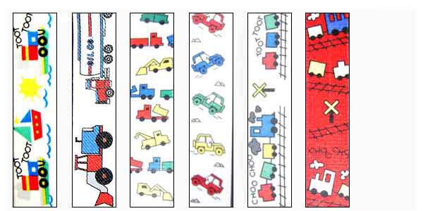 Children's Suspenders with Tugboats, Trucks, Trains and Jeeps